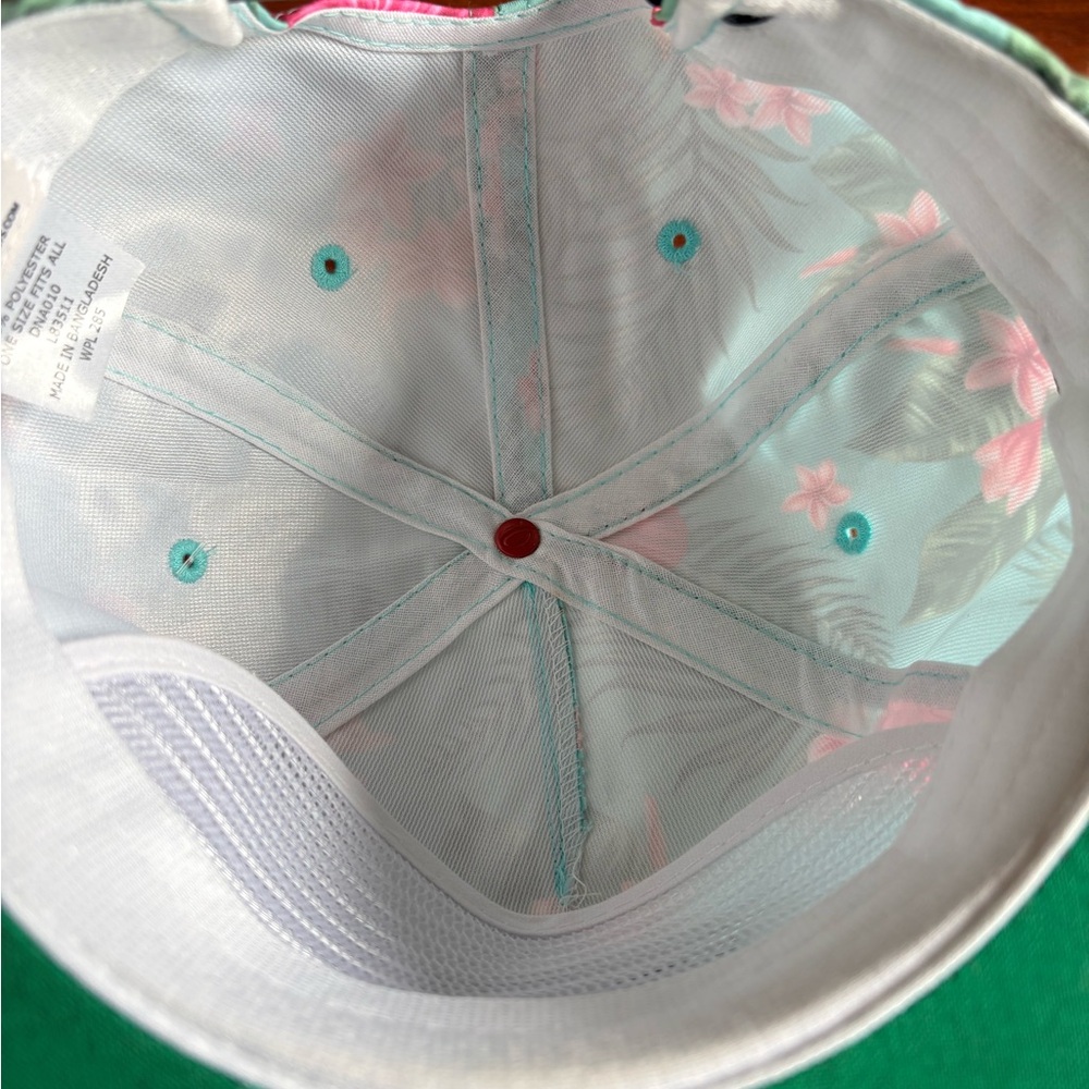 NWT 80eighty Aloha Premium Tropical Floral Rope-Trim Hat - Aqua & Pink - Picture 6 of 9